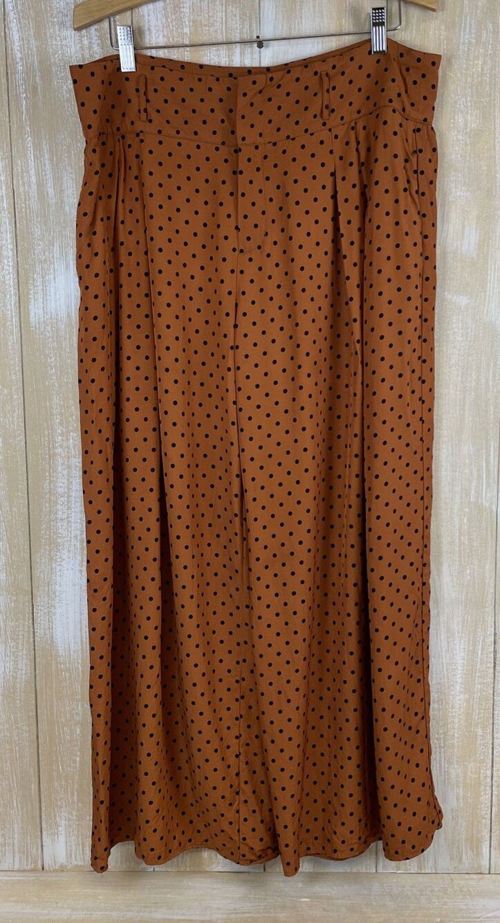 Soft Surroundings Polka-Dot Rust Orange Wide-Leg Women's Pants Petite XL No Belt